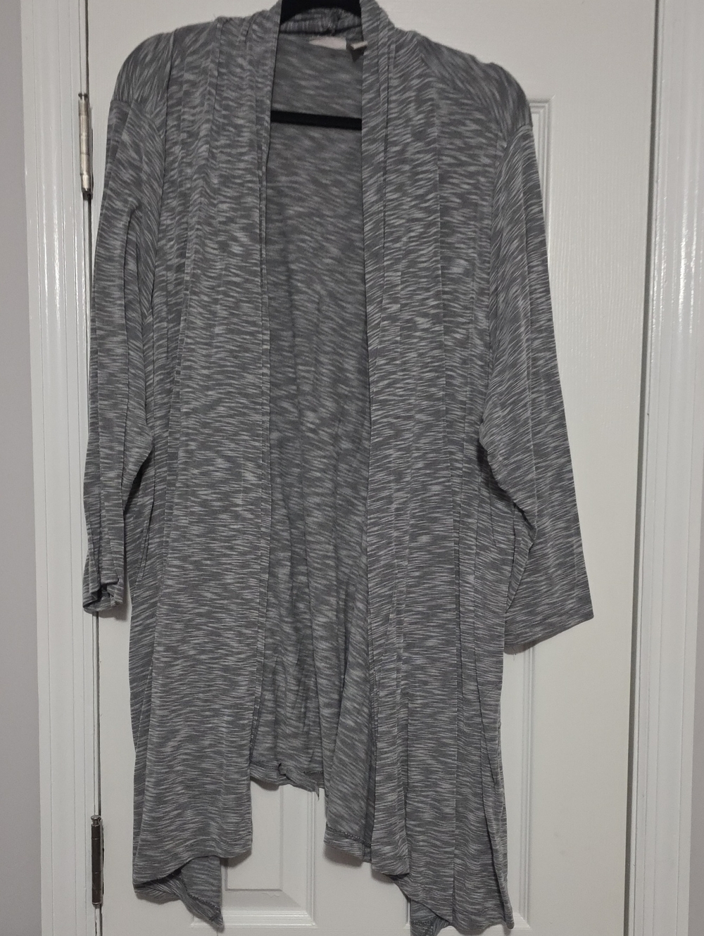 LOGO by Lori Goldstein Heather Gray Open-Front Draped Cardigan